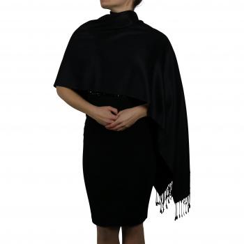 York chales Pashmina bufanda Wrap chal robó borla de – acabado – hecho a mano con libre Percha negro negro Talla única