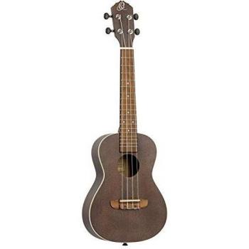 Ortega Guitars RUCOAL Earth Concert Sized Acoustic Ukulele, See Thru Black