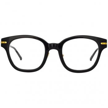 Linda Farrow ATKINS LF42A Asian Fit C1 Men's Eyeglasses Black Size 49 - Blue Light Block Available