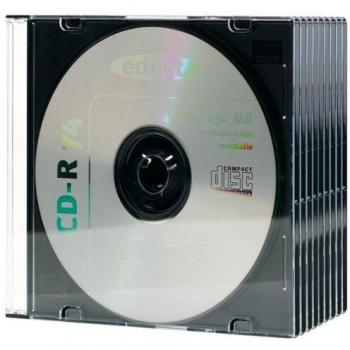 Ednet 10 CD Slim Cases 5 mm 1discos Negro - fundas para discos ópticos