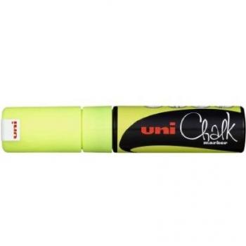 Uniball Chalkmarker Marcador de tiza bideau punta media de cuadros, color negro y amarillo fluorescente-Pack de 6
