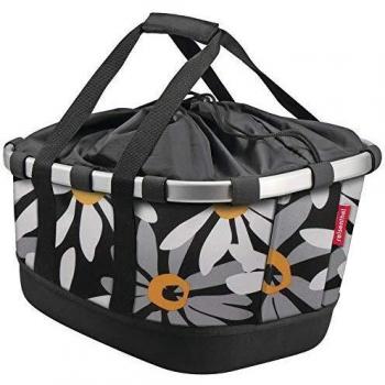 Cesta Bikebasket GT Racktime 21L con sistema Klickfix y diseño de margaritas
