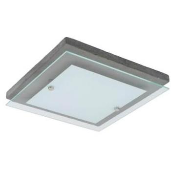 Lámpara de Techo Angus EPIKASA, Multicolor, Cemento y Metal con Pantalla de Vidrio, 29x29x6.5 cm