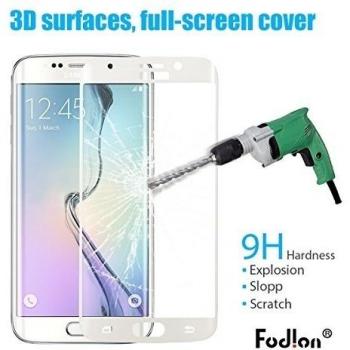 S6 Edge Pantalla Película Protectora Fodlon® Lámina Protectora de Pantalla Película Protectora de Vidrio Templado Película de Cristal Templado para S6 Edge - blanco