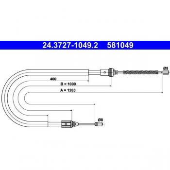 Cable de freno de mano ATE 24.3727-1049.2