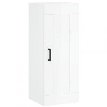 Armario de Pared Madera Ingeniería Blanco Brillo 34,5x34x90 cm - Mueble de Almacenaje de Salón, Buffet para salón, Armario Auxiliar, Armario de Almacenamiento