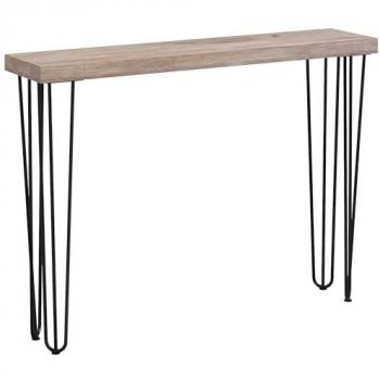 HOMCOM Mesa Consola Moderna con Patas de Acero Antivuelco, Mueble de Recibidor para Salón o Pasillo, Dimensiones 110x25x79,5 cm, Color Natural