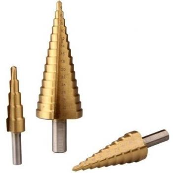 Sonline 3 x Broca HSS Perforacion Conica Acero Titanio Juego Drill 4-32mm 4-20mm 4-12mm