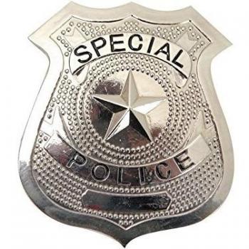 My Other Me - Placa de policía, 7 x 6 cm, color plata