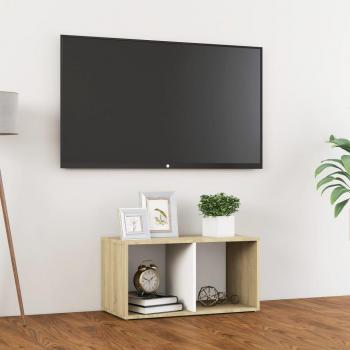 Mueble para TV madera contrachapada blanco y roble 72x35x36,5 cm