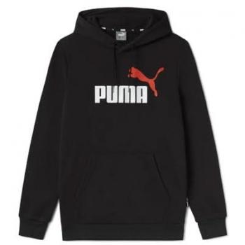 Puma Essentials+ Big Logo Hoodie Dark Olive Men's Size S Black/Orange/White