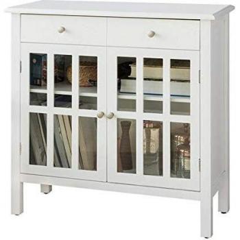 Aparador de almacenamiento SoBuy FSB23-W, 2 cajones y 2 puertas, color blanco, dimensiones 80 x 34 x 80 cm