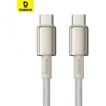 Cable de datos Baseus Tungsten Gold Tipo C a Tipo C 100W, 2m para iPhone 15 Pro Max, Macbook y Samsung POCO