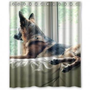 High Quality Stylish Design Bath Curtains Printed Strong Pet German Shepherd Dog Shower Curtain 152x182cm