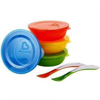 Munchkin Love-a-Bowls 10-Piece Set with Bowls, Lids, and Spoons for Children (6 Months+)