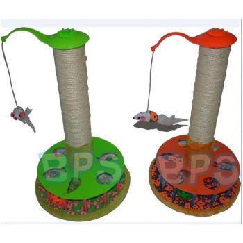 Poste Rascador para Gato con Ratón y Cascabel 26 x 27 x 45 cm - Naranja y Azul