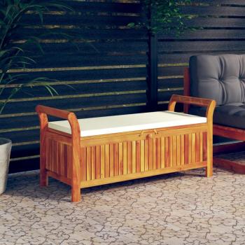 Acacia Wood Garden Storage Bench with Cushion 126cm
