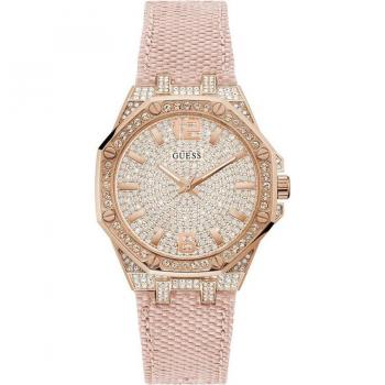 Guess Shimmer Full Crystal Nylon Watch, Pink, Female, Size: ONE SIZE