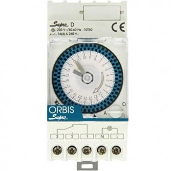 Interruptor Horario Analógico SUPRA D 230 V, Montaje en Riel DIN, 16A, Sin Reserva, Diario