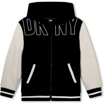 DKNY - Sudadera de niño con cremallera, capucha y mangas a contraste