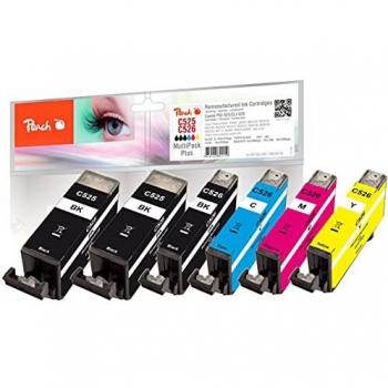 Multipack de Tintas Peach XL, compatible con Canon PGI-525*2 y CLI-526, incluye 6 cartuchos (2 BK, BKPH, C, M, Y)