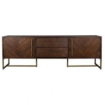 Aparador Bajo Dutchbone Class de Acacia Marrón y Latón, 180 x 60 cm