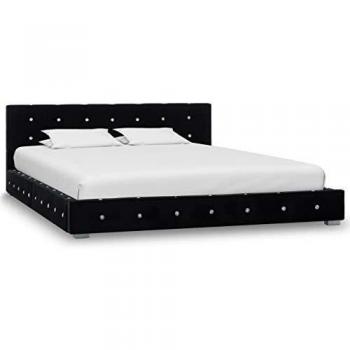 vidaXL Cama Matrimonio Estructura + Colchón Viscoelástico + Somier Láminas Cabecero Tapizada Terciopelo 140x200 cm Contrachapado MDF Patas Acero Negra
