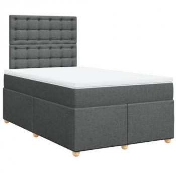 Cama box spring con colchón de muelles gris oscuro 120x200 cm Tela