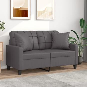 Sofá de 2 Plazas Gris 120 cm con Cojines de Cuero Sintético Vidaxl