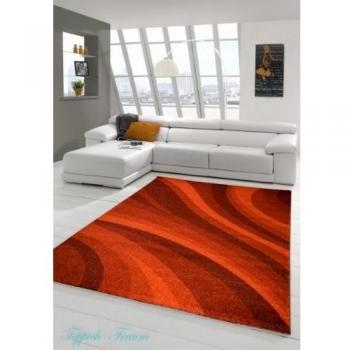 Alfombra diseñador Alfombra moderna pila alfombra de la sala alfombra pelo corto con el Winchester Modelo de ondas en rojo Größe 200 x 290 cm