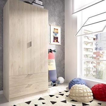 HOMEKIT Armario ropero 2 Puertas y 2 cajones, Natural, 81x184x52 cm