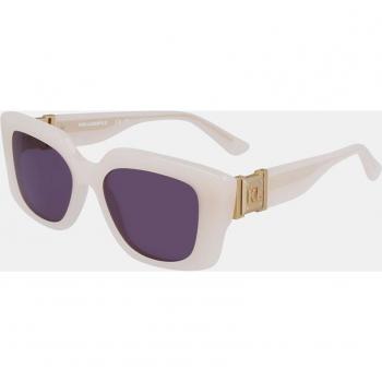 Karl Lagerfeld KL6125S Rectangular Acetate Sunglasses - Unisex, Milk Beige Tortoise, Category 3