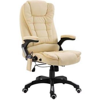 vidaXL Silla de Oficina de Masaje de Cuero Sintãƒtico Crema
