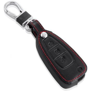 Llavero funda con símbolos en relieve para llave de coche con control remoto - para llave de Ford Kuga Ecosport Focus 2 3 Mondeo Fiesta Edge, negro, Falten Sie Key