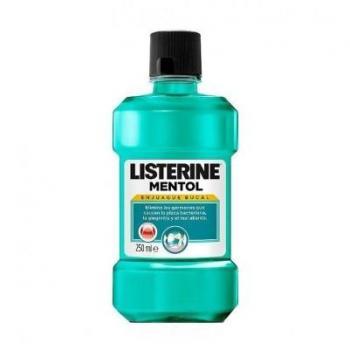 Listerine 250 Mentol - Enjuague bucal con sabor a mentol, capacidad de 250 ml, ayuda a combatir el mal aliento y proporciona una sensación de frescura duradera