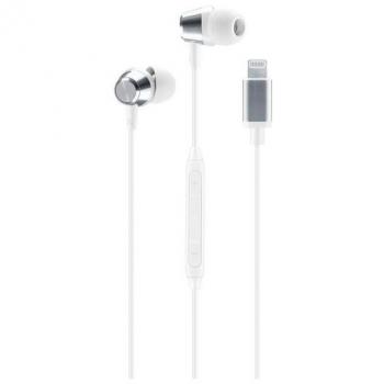 Auriculares estéreo con micrófono para iPhone, color blanco
