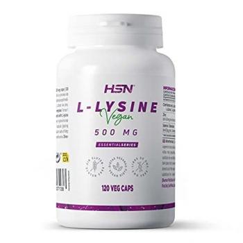 Lisina 500 mg de HSN | 120 Cápsulas Veganas | Alta Concentración con Zinc y Selenio | No-GMO, Sin Gluten