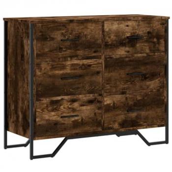Cajonera de madera de ingeniería roble ahumado 91x35,5x74,5 cm, armario de almacenaje, aparador, mueble de almacenaje