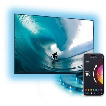 Ksix Tira SmartLED para TV RGB Recortable de 2m, 480 Lm, App Compatible con Alexa, Google Home y Siri, para televisores de hasta 70
