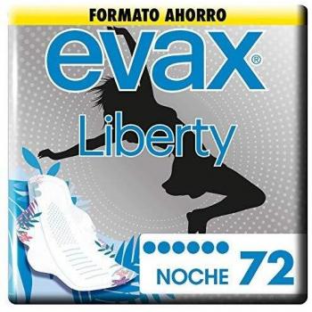 Evax Liberty Compresas con Alas, Noche, 72 Unidades, Se Adaptan al Cuerpo y Neutralizan los Olores