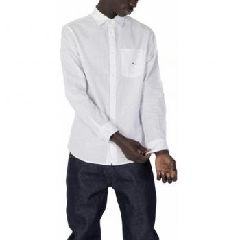 Tommy Jeans Men's Long Sleeve Solid Linen Blend Shirt