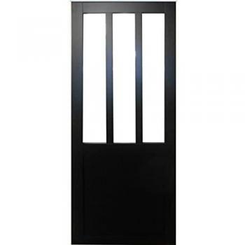 Puerta Corredera Taller Cristal Transparente Tela Negra H204 x L63