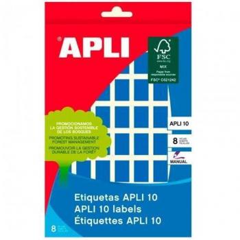 Apli Etiquetas Manuales Rectangulares Azules 12x18mm Cantos Romos 8 Hojas