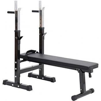 HOMCOM Banco de Pesas Plegable Banco de musculación Entrenamiento Máquina Gimnasio Gym Altura Ajustable Carga 150kg