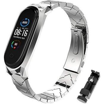 SenMore Compatible Correa Mi Band 4 Mi Band 3 Correas Metal, Pulsera de Acero Inoxidable Agradable para Mi Band 3 Correa and Mi Band 4 Correa