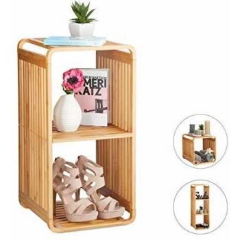 Estantería de bambú redondeada con 3 estantes, cuadrada, marrón, 64,7x33x33 cm - Relaxdays