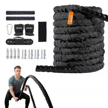 Vevor Heavy Duty Battle Rope - 1.5 Inch Diameter, 30 Feet Length, Polyester with Protective Sleeve & Anchor