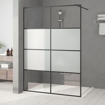 Mampara de ducha en vidrio esmerilado negro 140x195 cm ESG