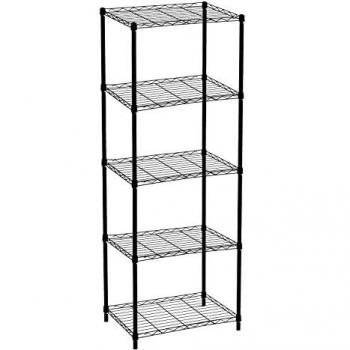 Estantería Metálica con Rejilla CATTERHOUSE Klaus 160 - 57x35x160 cm, Estantería de Almacenaje Color Negro, 5 Baldas, Soporta hasta 175 kg