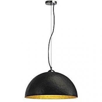 Luminaria colgante Forchini 50 E27 negra mate/dorada, diámetro 50 cm, máxima 40W